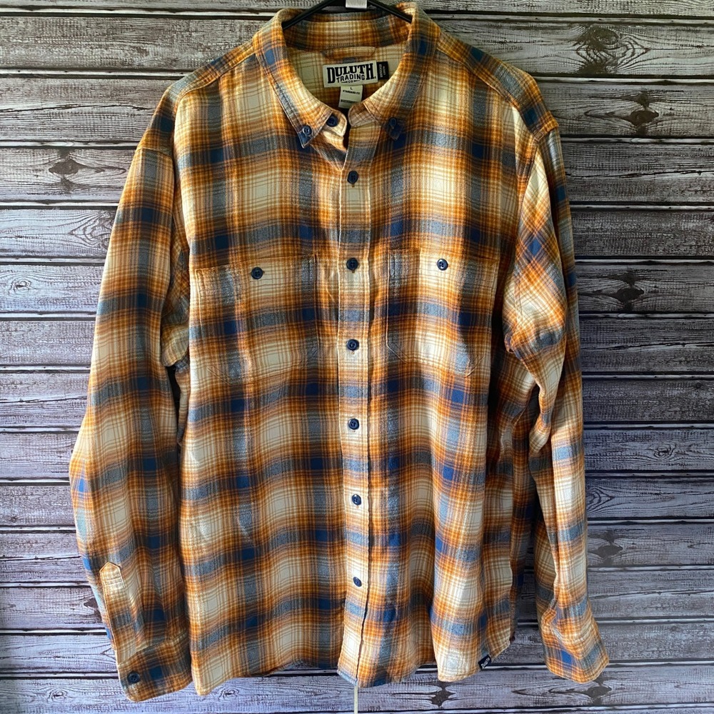 Duluth Trading Co. Men's Long-Sleeved Button-Down Shirt Size L Flannel Plaid